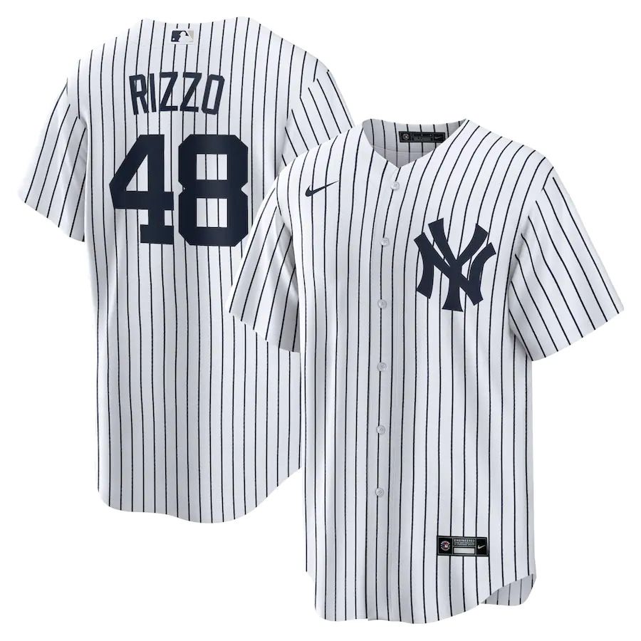 Custom Men New York Yankees 48 Anthony Rizzo Nike White Home Official Replica Player MLB Jersey
